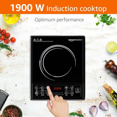Amazon Basics AB-ICT-CB-1900 1900 Watts Induction Cooktop | LED Display, Overheat Protection and 6 Autocook Functions | Energy Efficient with Auto Shut-off | Black - Image 4