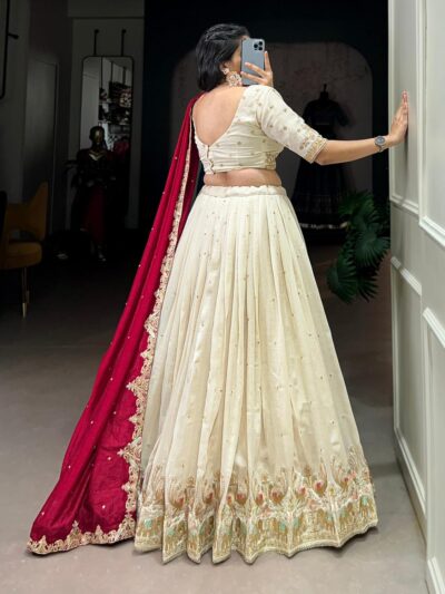 TRENDMALLS Women's Art Silk Embroidery Sequin work Lehenga Choli with Dupatta-SemiStitch | Stylish Wedding Lehenga Choli for women - Image 2