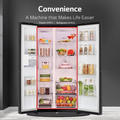 LG 655 L Frost Free Smart Inverter Double Door Side by Side Refrigerator (GL-B257HWBY, Western Black, Express Freezing | Multi Air-Flow) - Image 12