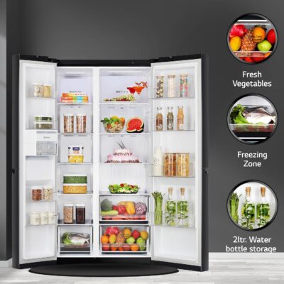 LG 655 L Frost Free Smart Inverter Double Door Side by Side Refrigerator (GL-B257HWBY, Western Black, Express Freezing | Multi Air-Flow) - Image 8