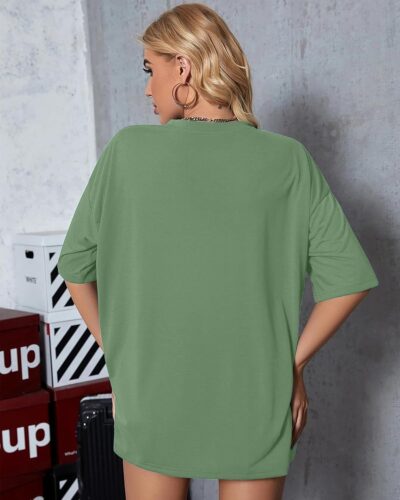 London Hills Women's Casual Printed Round Neck, Oversized Longline Drop Shoulder Boho Style T-Shirt - Image 2