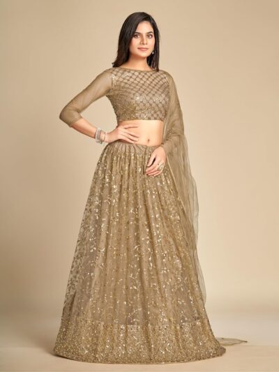 TRENDMALLS Women's Net Sequin Embroidery Lehenga Choli with Dupatta |Bridal Party Stylish Wedding Lehenga Choli for women - Image 9