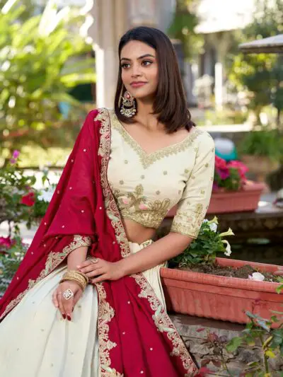 TRENDMALLS Women's Art Silk Embroidery Sequin work Lehenga Choli with Dupatta-SemiStitch | Stylish Wedding Lehenga Choli for women - Image 5