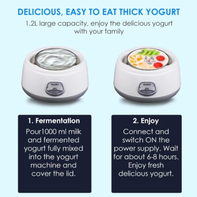AGARO Classic Portable Yogurt Maker, 1.2L Capacity, Electric, Automatic, Grey and White. - Image 5