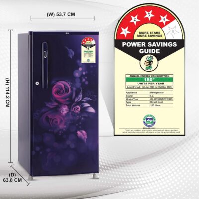 LG 185 L, 4 Star, Smart Inverter, Direct-Cool Single Door Refrigerator (GL-B199OBEY, Blue Euphoria, Smart Connect & Fast Ice Making) - Image 5