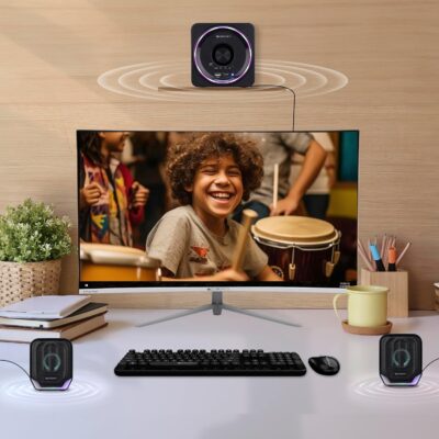 ZEBRONICS Pluto 2-2.1 Channel Desktop Speaker with 15 watts Output, Bluetooth 5.0, USB, mSD, FM, 3.5mm Jack Line Input, Inbuilt Volume Control, USB Powered, RGB Lights - Image 6