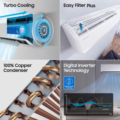 Samsung 1.5 Ton 3 Star AI Inverter Smart Split AC (WiFi, Energy Saving, Voice Control, Powerful Cooling, Copper, Digital Inverter, 4 Way swing, 5 Step Convertible, BESPOKE AI AR50F18D1LHNNA) - Image 8