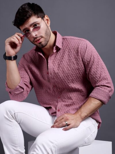 TAGAS Men's Hexa Pattern Button Up Full Sleeve Shirt|| Shirt for Mens ||Regular Shirt for Mens ||(MS-Hexa) - Image 4