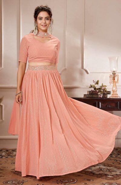 Janasya Women's Georgette Gathered Readymade Lehenga Choli Set - Image 3