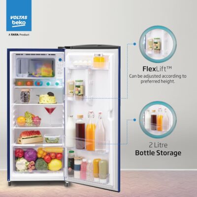 Voltas Beko, A Tata Product 183 L 5 Star Single Door Direct Cool Refrigerator with Quick Frezze (RDC215A / W0BBRTM0000GO, Bonita Blue, Fresh Box Technology) - Image 7