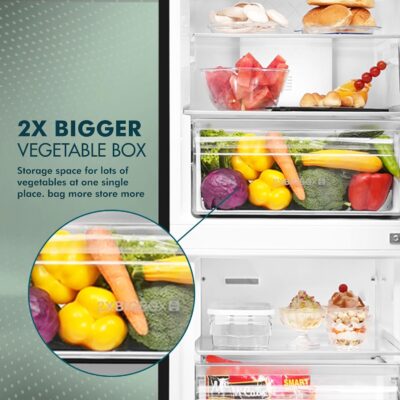 Haier 325 L, 3 Star, Convertible 14-in-1 Triple Inverter & Fan Motor Technology, with Display Frost Free Double Door Bottom Mount Refrigerator (HEB-333DS-P, Dazzle Steel) - Image 4