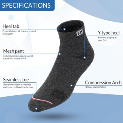 Fitness Mantra® 12 Pairs Sports Ankle Cotton Socks | Free Size| Breathable| Daily Use| Multicolor| 12 Pairs| - Image 4