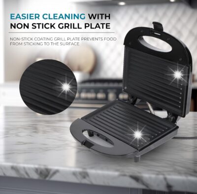 MILTON Express 800 Watt Grill Sandwich Maker | Electric Toaster Griller Sandwich Maker | Non Stick Coating Grill Plates | Power Indicators | 1 Year Warranty | Black - Image 5