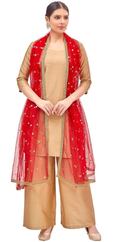 Studio Shringaar Women's Net sequence Embroidered Full Size Dupatta - Image 3
