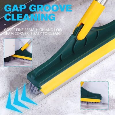 WAZDORF Bathroom Cleaning Brush with Wiper Tiles Cleaning Brush Floor Scrub Bathroom Brush with Long Handle 120° Rotate Bathroom Floor Cleaning Brush Home Kitchen Cleaning Mop… (2 in 1 Brush)… - Image 3