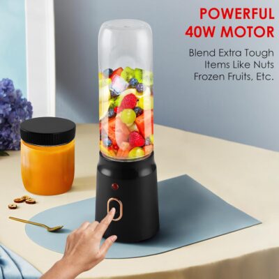 Qlect Portable Blender For Smoothie And Juices : Powerful 45 Watts Juicer Blender that Can Crush Ice too | Juicer Machine With 1800 Mah Rechargeable Battery-Smoothie Blender With Built In 500 ML Jar - Image 3