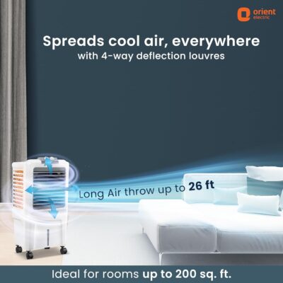Orient Electric Durachill 40 L Portable Air Cooler For Home | Densenest Honeycomb Pads |17% More Air Delivery | Fully Collapsible Louvers |Inverter Compatible | Air Cooler For Room | White & Grey - Image 4