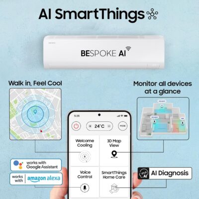 Samsung 1.5 Ton 3 Star AI Inverter Smart Split AC (WiFi, Energy Saving, Voice Control, Powerful Cooling, Copper, Digital Inverter, 4 Way swing, 5 Step Convertible, BESPOKE AI AR50F18D1LHNNA) - Image 4