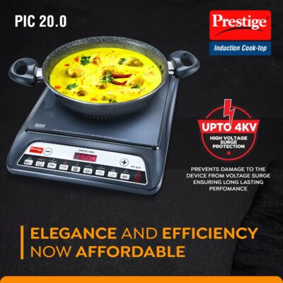 Prestige PIC 20 1600 Watts Induction Cooktop |Indian Menu Option |High Voltage Surge Protection| Automatic Power & Temperature Adjustment|1 year Warranty |Black - Image 2