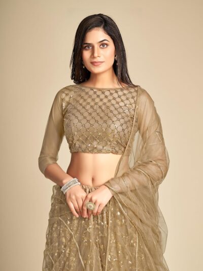 TRENDMALLS Women's Net Sequin Embroidery Lehenga Choli with Dupatta |Bridal Party Stylish Wedding Lehenga Choli for women - Image 7