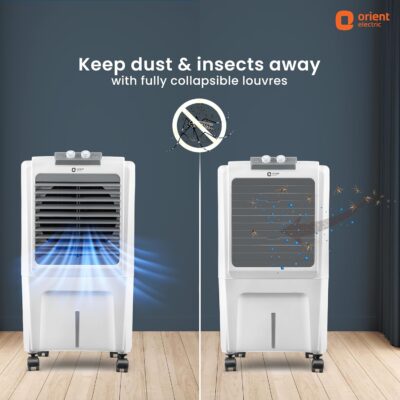 Orient Electric Durachill 40 L Portable Air Cooler For Home | Densenest Honeycomb Pads |17% More Air Delivery | Fully Collapsible Louvers |Inverter Compatible | Air Cooler For Room | White & Grey - Image 6