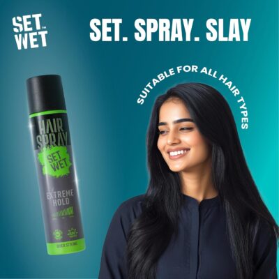 Set Wet Hair Spray 200ml| For Men & Women| Extreme, Long-lasting Hold| With Soy, Rice & Oat Protein| UV Protect| SLS & Paraben Free| Quick Styling| Non-Sticky| Natural Shine - Image 3