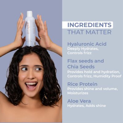Ashba Botanics Curl Styling Serum Gel With Hyaluronic Acid | Provides Intense Hydration, Frizz Control, Bouncy & Shiny Hair | Lightweight, Non Sticky Hair Gel for Curly Hair, For Men & Women - 237ml - Image 3
