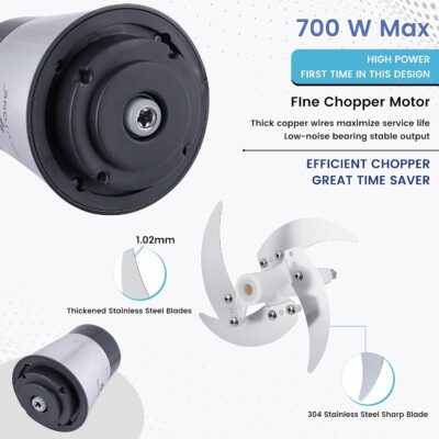 SKYTONE Electric Chopper, Meat Chopper With Stainless Steel Bowl Heavy 700W Motor - 2 Speed Modes For Kitchen Food Processor, Meat, Vegetables, Onion, Mince (Electric, 2 Liter) - Image 2