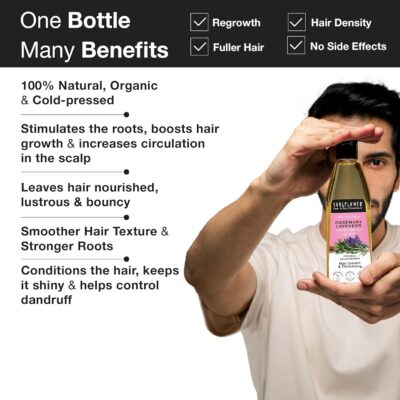 Soulflower Rosemary Lavender Hair Oil For Hair Growth, Hair Fall Control, Healthy Scalp, Long Hair, Rosemary, Lavender, Castor|100% Pure, Natural, Organic, Clinically Proven for Hair Growth, 120ml - Image 4