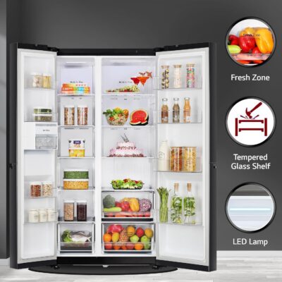 LG 655 L Frost Free Smart Inverter Double Door Side by Side Refrigerator (GL-B257HWBY, Western Black, Express Freezing | Multi Air-Flow) - Image 4