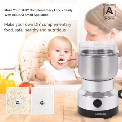 ARDAKI Mini Mixer Grinder Machine for Kitchen Mixer Grinder Multi Functional Coffee Herbs Spices Nuts Grain Seasonings Spices Mill Powder Machine Stainless Steel Mixie Small Kitchen Appliance - Image 7