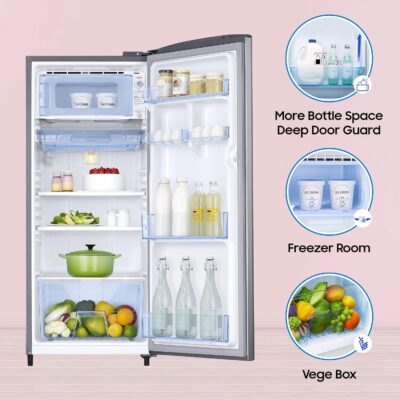 Samsung 183 L, 3 Star, Digital Inverter, Direct-Cool Single Door Refrigerator (RR20C1723S8/HL, Silver, Elegant Inox) - Image 3