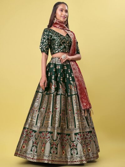 PURVAJA Women's Jacquard Semi-Stitched Lehenga choli(Kumbh) - Image 2