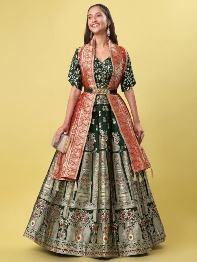 PURVAJA Women's Jacquard Semi-Stitched Lehenga choli(Kumbh) - Image 4