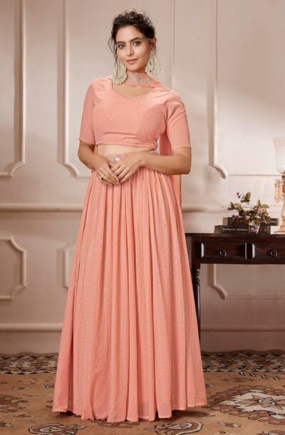 Janasya Women's Georgette Gathered Readymade Lehenga Choli Set - Image 5