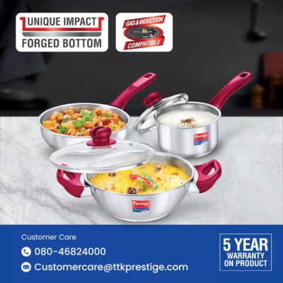 Prestige Platina Popular Stainless Steel 3PCS BYK Set Cookware - Image 6