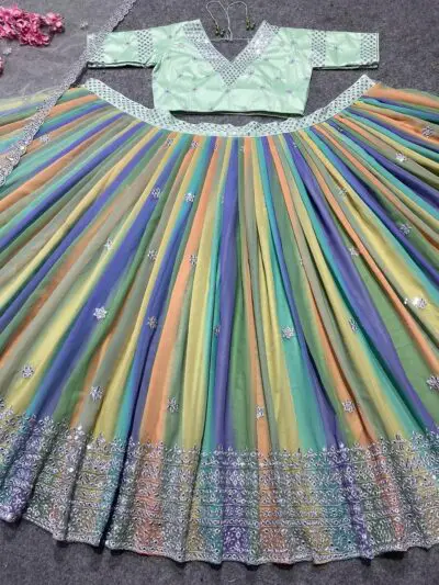 infloura Women's Georgette Semi-stitched Lehenga Choli Multicolour Free Size - Image 4