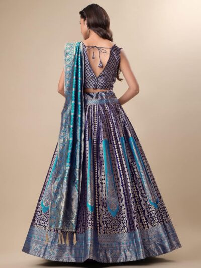 PURVAJA Women's Jacquard Semi-Stitched Lehenga choli(Lihaaz) - Image 3