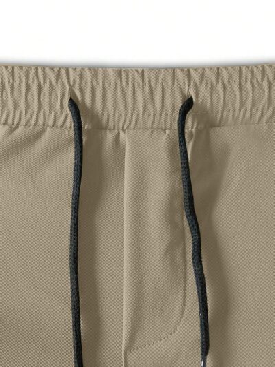Aahwan Solid Drawstring Relexed Fit Straight Leg Pants for Men's - Image 5