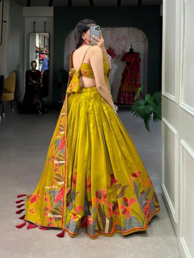 SD Collection Rani Pink Floral Lehenga Choli with Foil Print & Gotta Patti Dupatta - Image 2