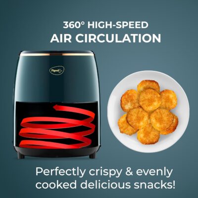 Pigeon Healthifry Digital Air Fryer, 360° High Speed Air Circulation Technology 1200 W with Non-Stick 4.2 L Basket - Green - Image 5