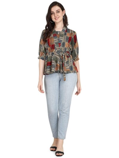 OM SAI LATEST CREATION Women Solid Western Top with Half Sleeves for Office Wear, Casual Wear, Top for Women. - Image 4