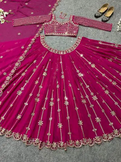 RANGOLI ART Womens Georgette Lehenga Choli Semi-Stitched Pink Free Size - Image 5