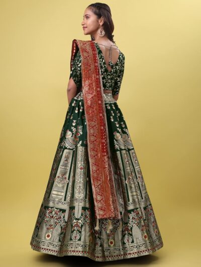 PURVAJA Women's Jacquard Semi-Stitched Lehenga choli(Kumbh) - Image 3
