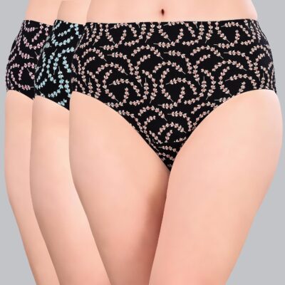 SOIE Women's High Waist Full Coverage Printed Stretch Cotton Hipster Panty (Pack of 3) - Image 2