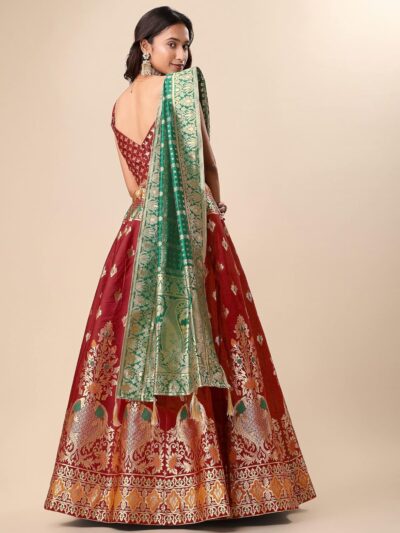 PURVAJA Women's Jacquard Semi-Stitched Lehenga choli(Indra) - Image 3