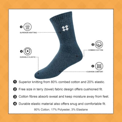 ARKYLE Woolen Winter Socks for Men Thick Terry Towel Cushion Socks, Free Size, Pack of 4 - Image 2