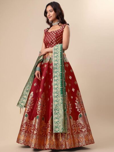 PURVAJA Women's Jacquard Semi-Stitched Lehenga choli(Indra) - Image 2