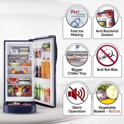 LG 201 L 5 Star Direct Cool Smart Inverter Compressor Single Door Refrigerator (GL-D211HBIZ, Blue ILAN, Fast Ice Making, Auto Smart Connect with Base Stand Drawer) - Image 4