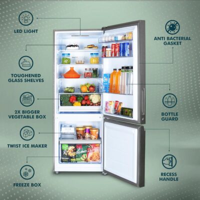 Haier 325 L, 3 Star, Convertible 14-in-1 Triple Inverter & Fan Motor Technology, with Display Frost Free Double Door Bottom Mount Refrigerator (HEB-333DS-P, Dazzle Steel) - Image 5